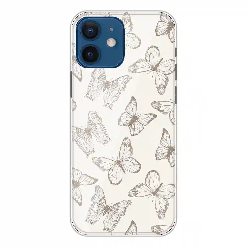 White Butterflies - Printed Silicone Case For Apple iPhone 12 Mini
