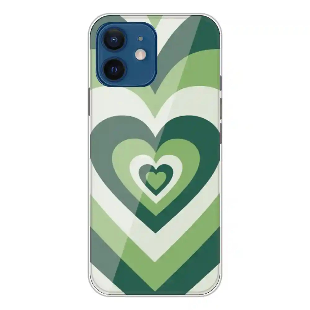 Dark Green Hearts - Printed Silicone Case For Apple iPhone 12 Mini