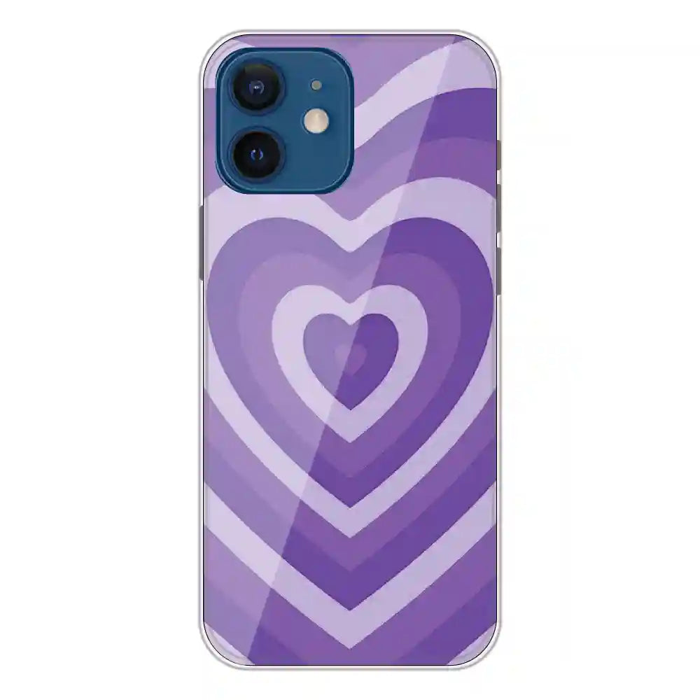 Purple Hearts - Printed Silicone Case For Apple iPhone 12 Mini