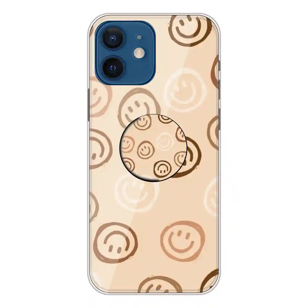 Brown Smilies - Silicone Grip Case For Apple iPhone 12 Mini