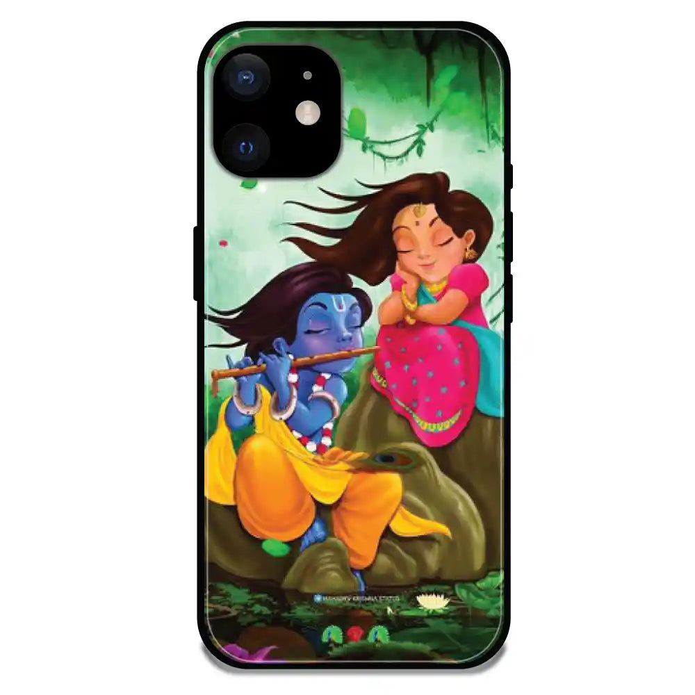 'Radha Krishna - Glossy Metal Silicone Case For Apple iPhone 12 Mini