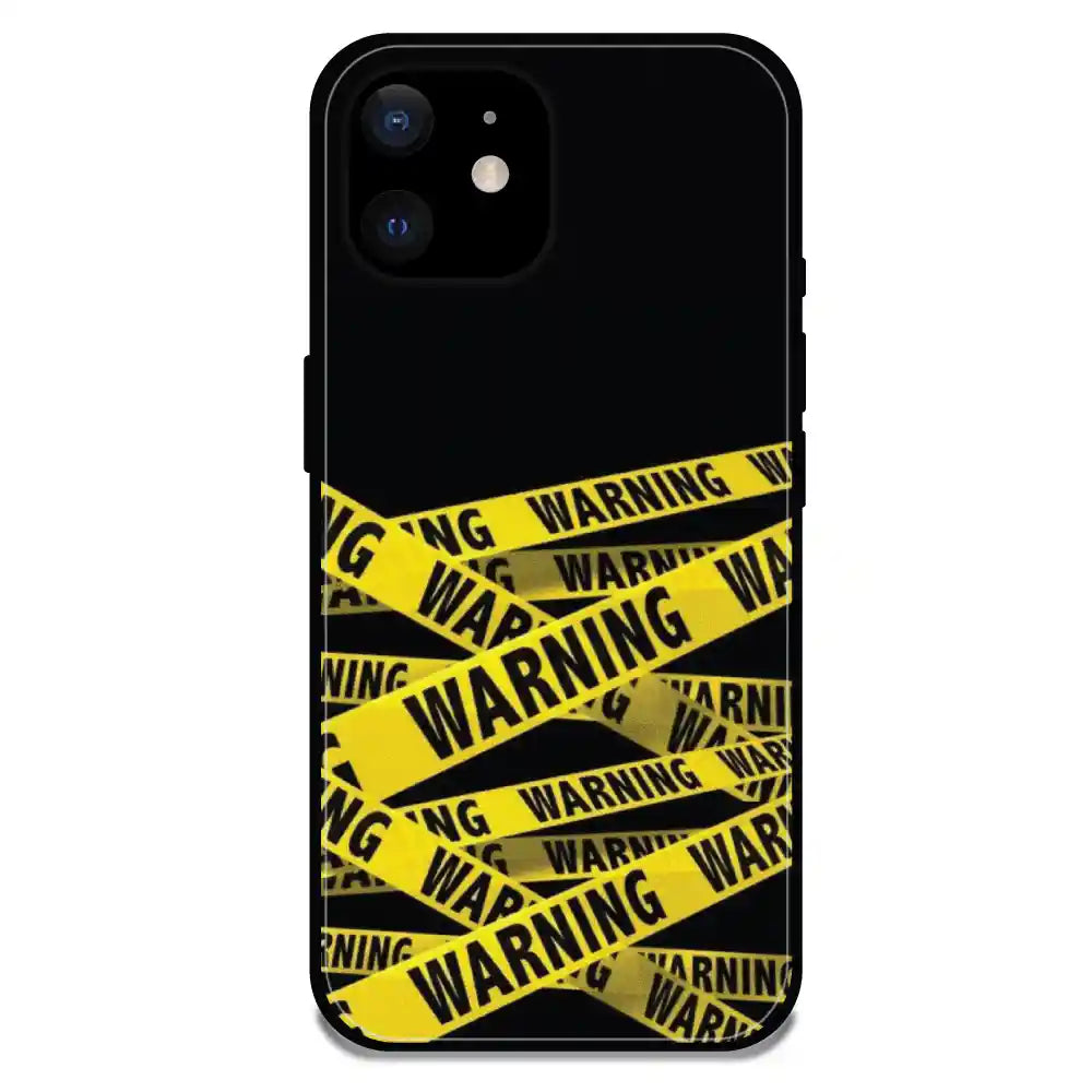 'Warning - Glossy Metal Silicone Case For Apple iPhone 12 Mini