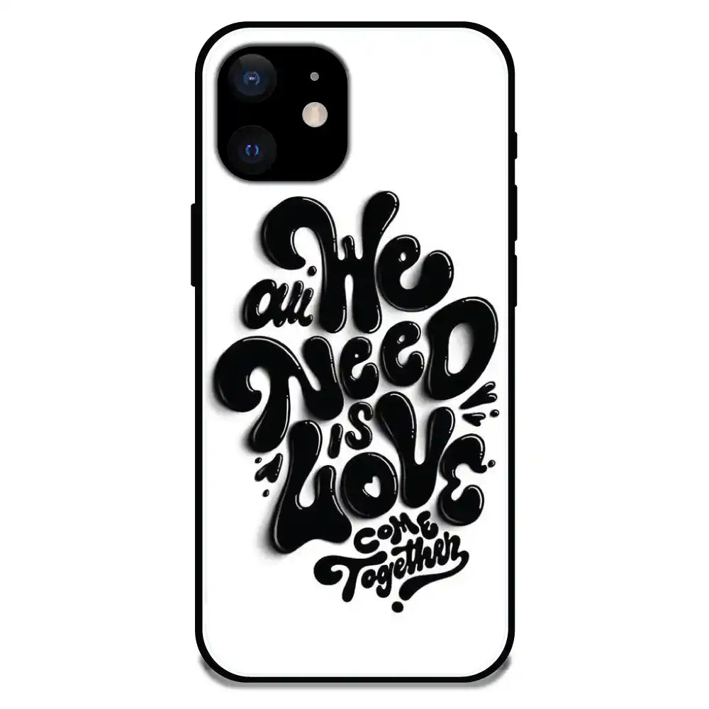 'All We Need Is Love - Glossy Metal Silicone Case For Apple iPhone 12 Mini