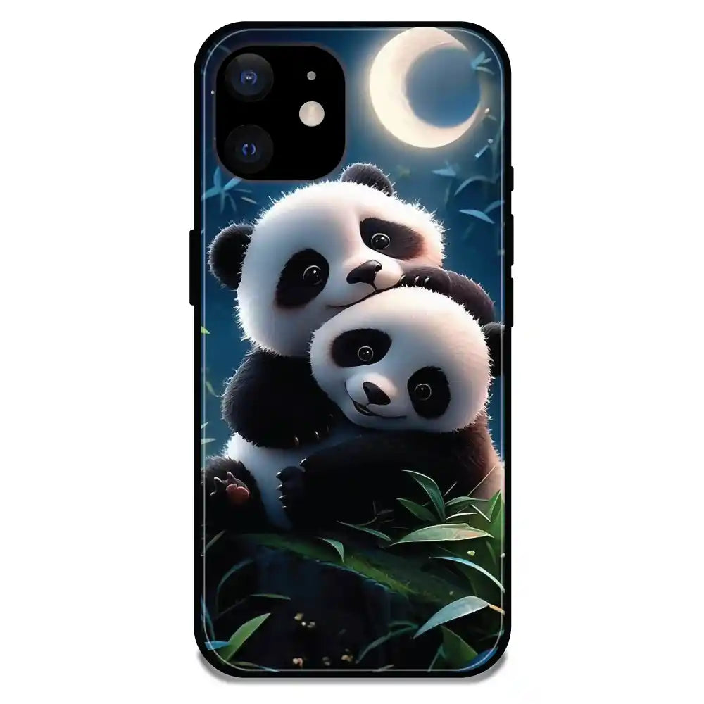 Cute Pandas - Glossy Metal Silicone Case For Apple iPhone Models