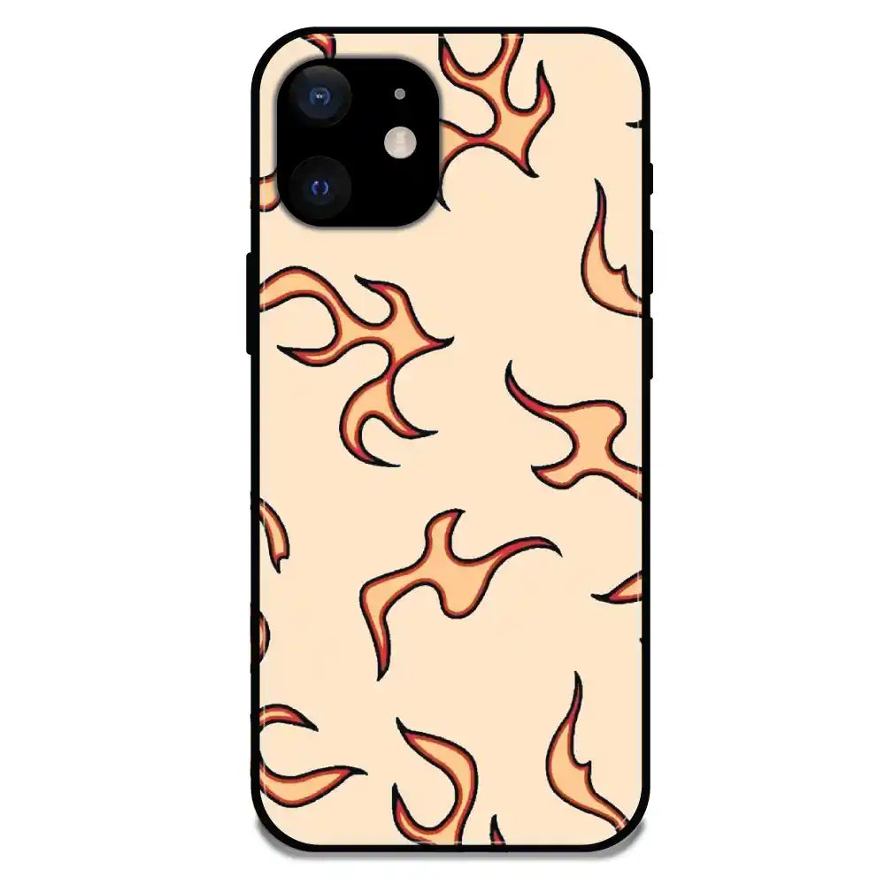 'Yellow Flames - Glossy Metal Silicone Case For Apple iPhone 12 Mini