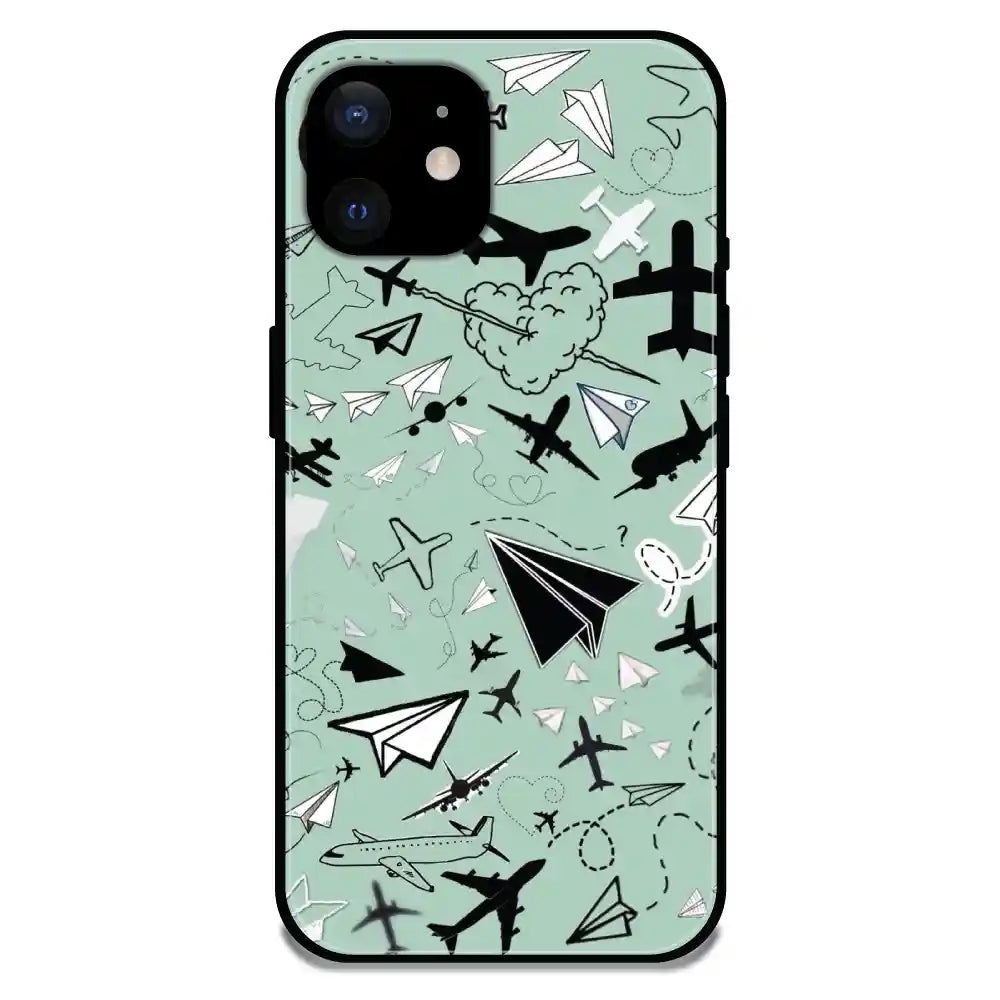'Planes - Glossy Metal Silicone Case For Apple iPhone 12 Mini