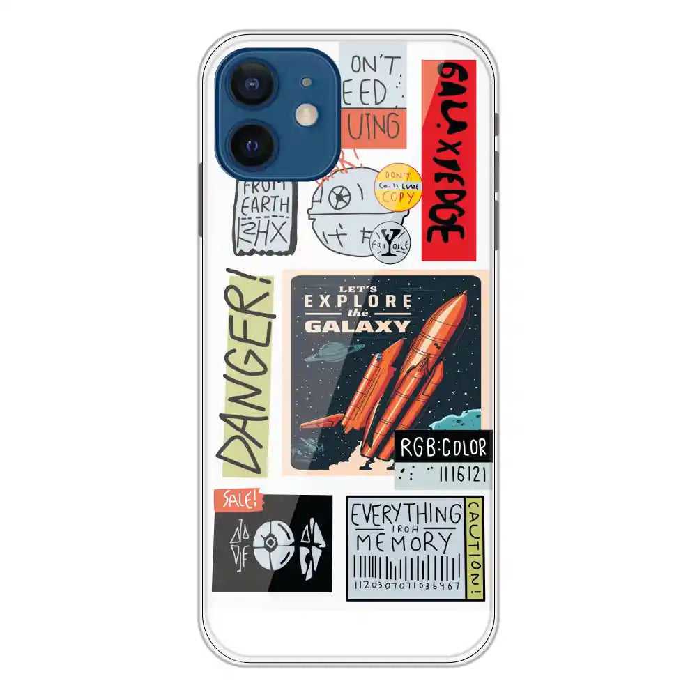 Galaxy - Clear Printed Silicone Case For Apple iPhone 12 Mini