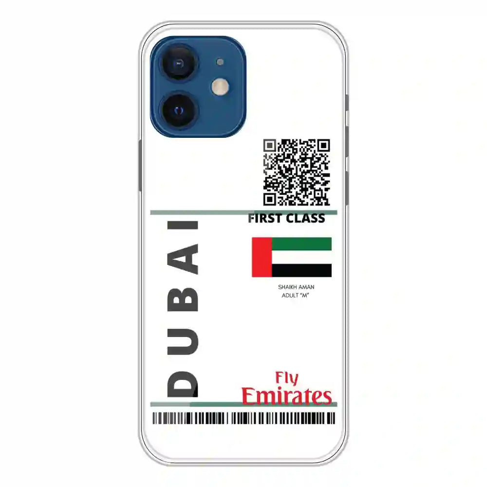 Dubai Ticket - Clear Printed Silicone Case For Apple iPhone 12 Mini