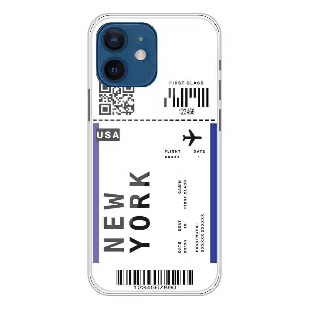 New York Ticket - Clear Printed Silicone Case For Apple iPhone 12 Mini