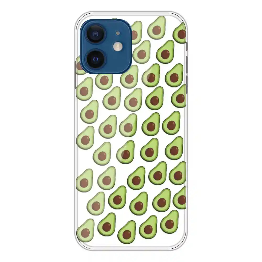 Avocado - Clear Printed Silicone Case For Apple iPhone 12 Mini