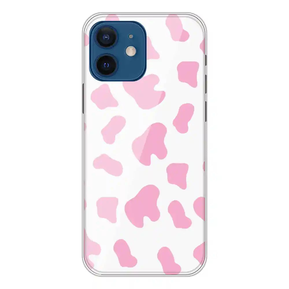 Pink Cow Print - Clear Printed Silicone Case For Apple iPhone 12 Mini