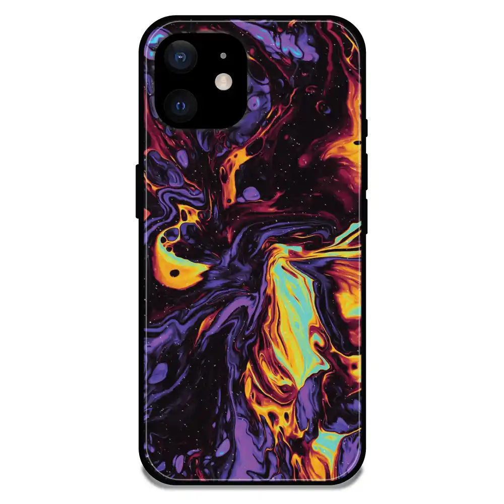Purple And Orange Swirl - Glossy Metal Silicone Case For Apple iPhone Models