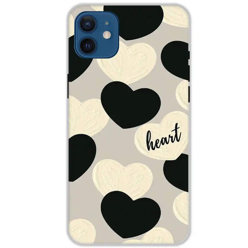 Black And White Heart - Hard Cases For Apple iPhone 12 Mini