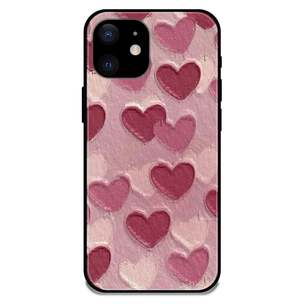 'Pastel Hearts Love - Glossy Metal Silicone Case For Apple iPhone 12 Mini