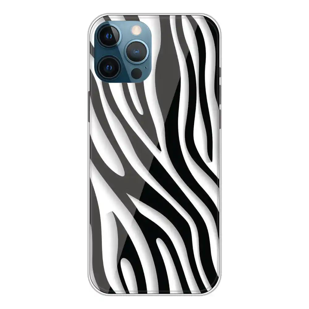 Zebra Print - Clear Printed Silicone Case For Apple iPhone 12 Pro Max