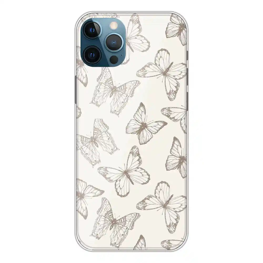 White Butterflies - Printed Silicone Case For Apple iPhone 12 Pro Max