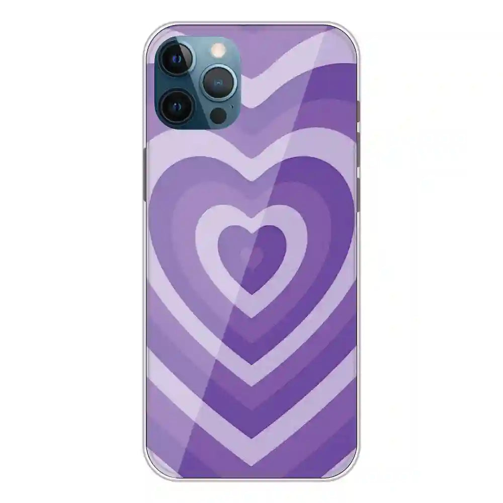 Purple Hearts - Printed Silicone Case For Apple iPhone 12 Pro Max