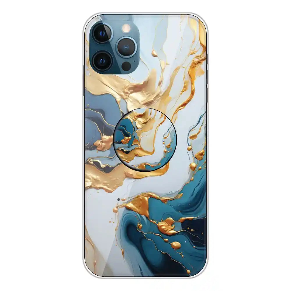 Blue and Gold Marble - Silicone Grip Case For Apple iPhone 12 Pro Max