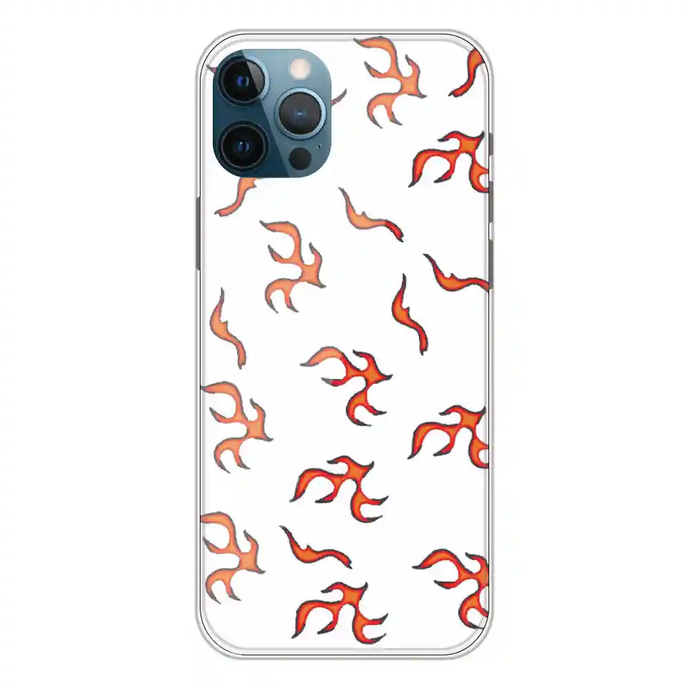 Orange Mini Flames - Clear Printed Silicone Case For Apple iPhone 12 Pro Max