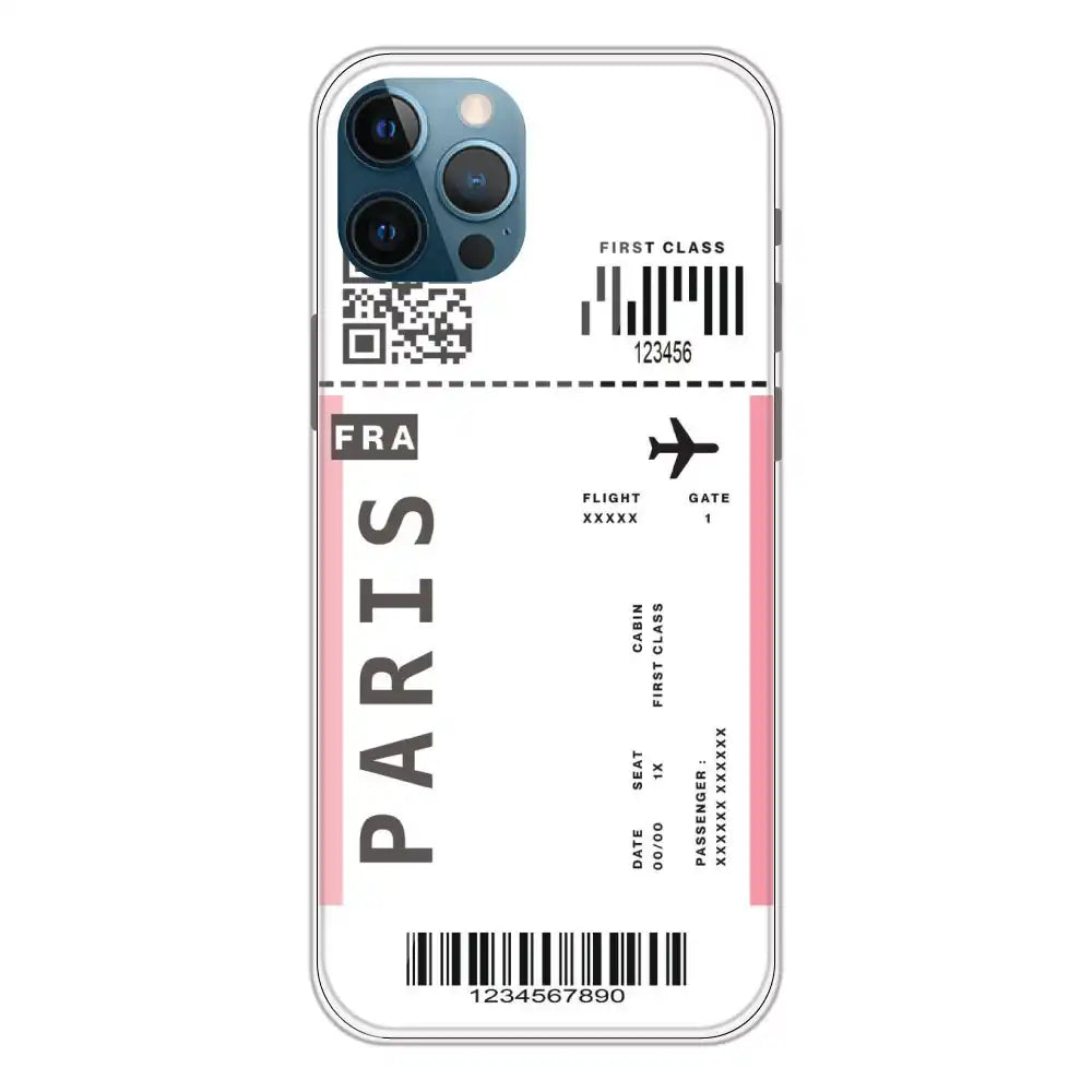 Paris Ticket - Clear Printed Silicone Case For Apple iPhone 12 Pro Max