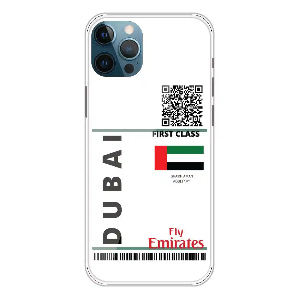 Dubai Ticket - Clear Printed Silicone Case For Apple iPhone 12 Pro Max