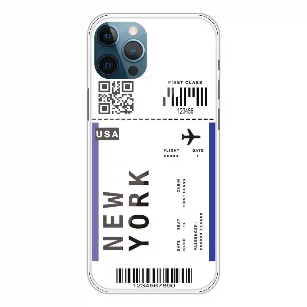 New York Ticket - Clear Printed Silicone Case For Apple iPhone 12 Pro Max