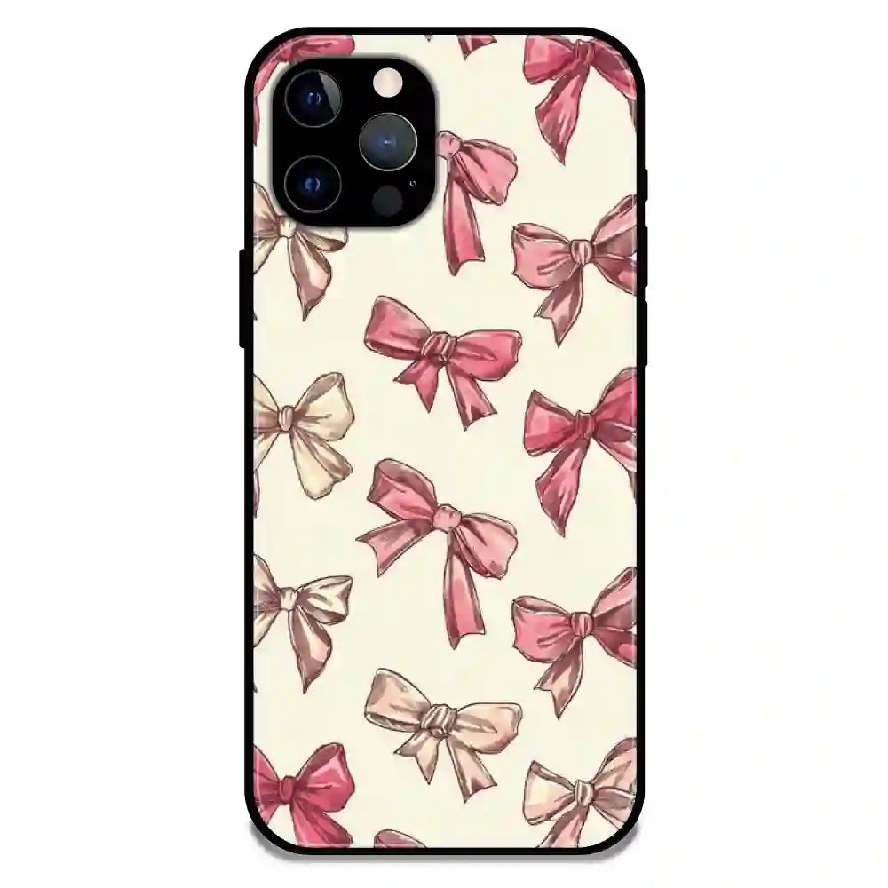 'Pastel Pink Bows - Glossy Metal Silicone Case For Apple iPhone 12 Pro Max