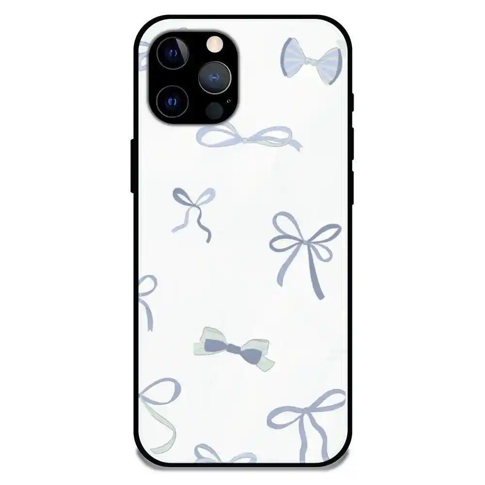 'Blue Bows - Glossy Metal Silicone Case For Apple iPhone 12 Pro Max