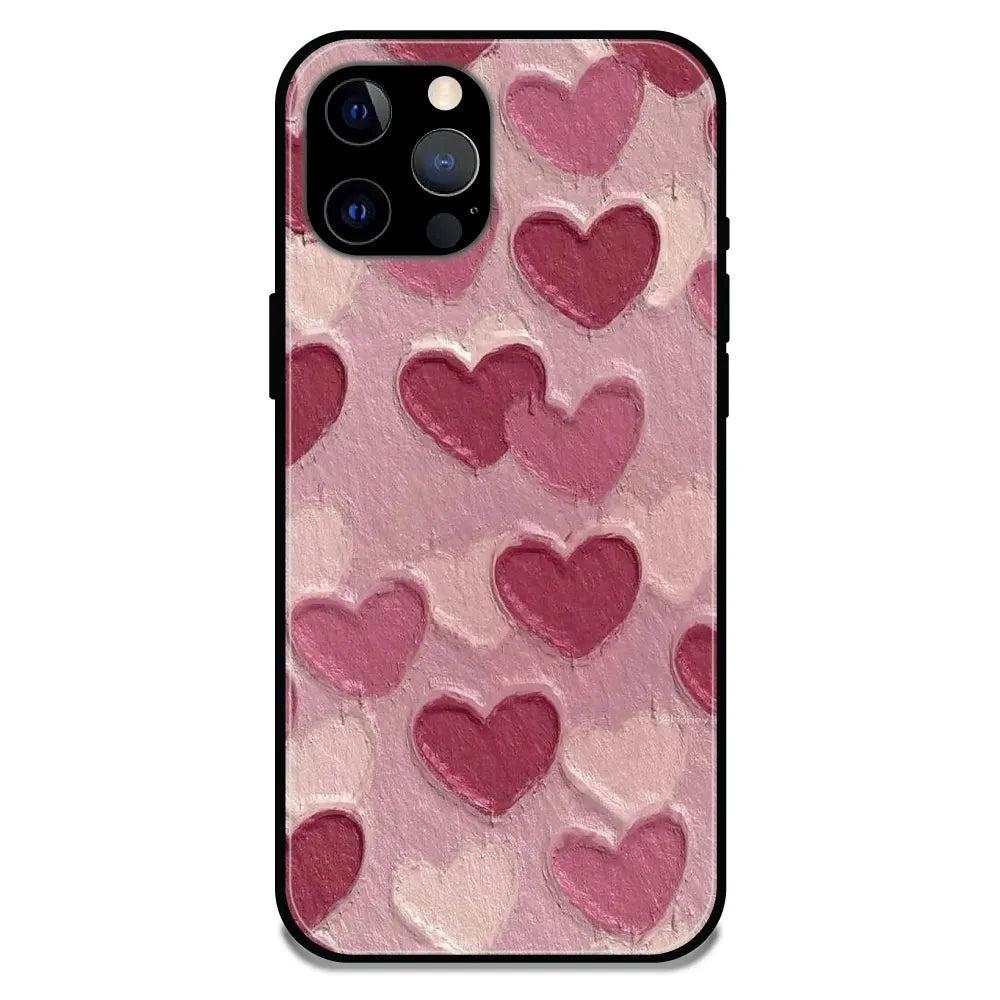 'Pastel Hearts Love - Glossy Metal Silicone Case For Apple iPhone 12 Pro Max