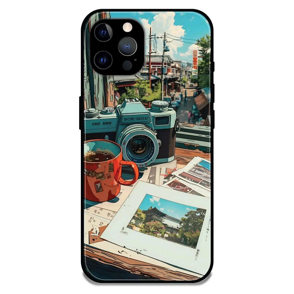 'Vintage Camera Travel Vibes - Glossy Metal Silicone Case For Apple iPhone 12 Pro Max