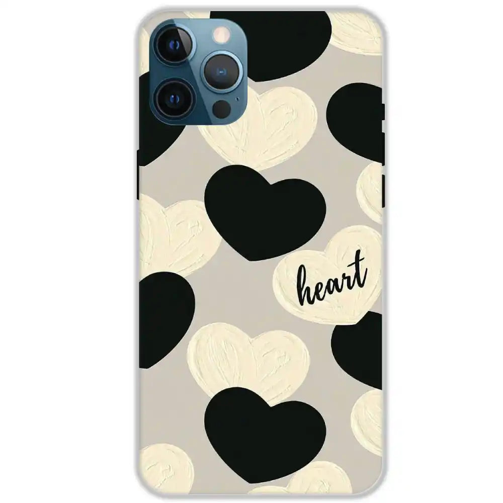 Black And White Heart - Hard Cases For Apple iPhone 12 Pro Max