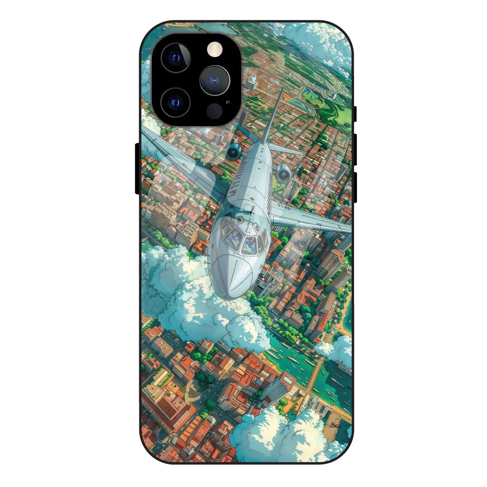 Flying Over City - Glossy Metal Silicone Case For Apple iPhone 12 Pro Max
