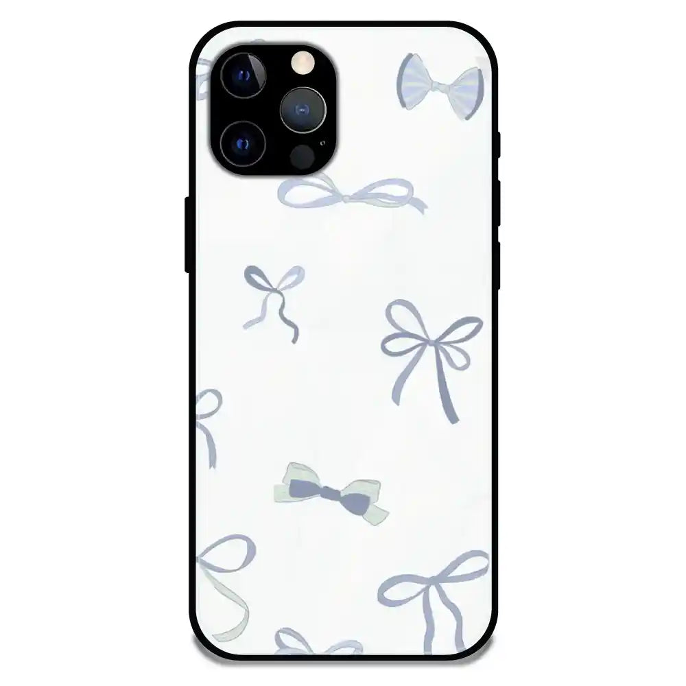 'Blue Bows - Glossy Metal Silicone Case For Apple iPhone 12 Pro