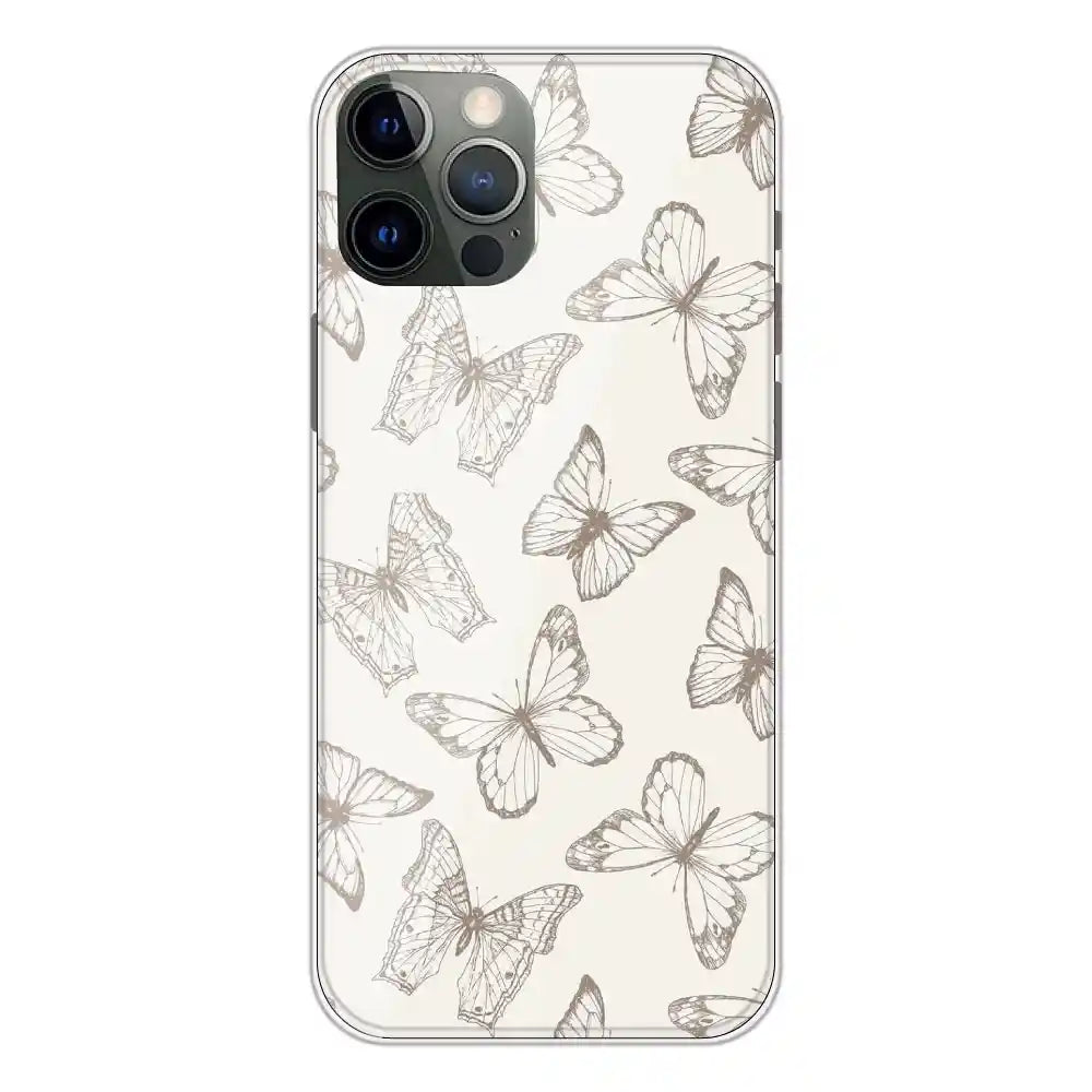 White Butterflies - Printed Silicone Case For Apple iPhone 12 Pro