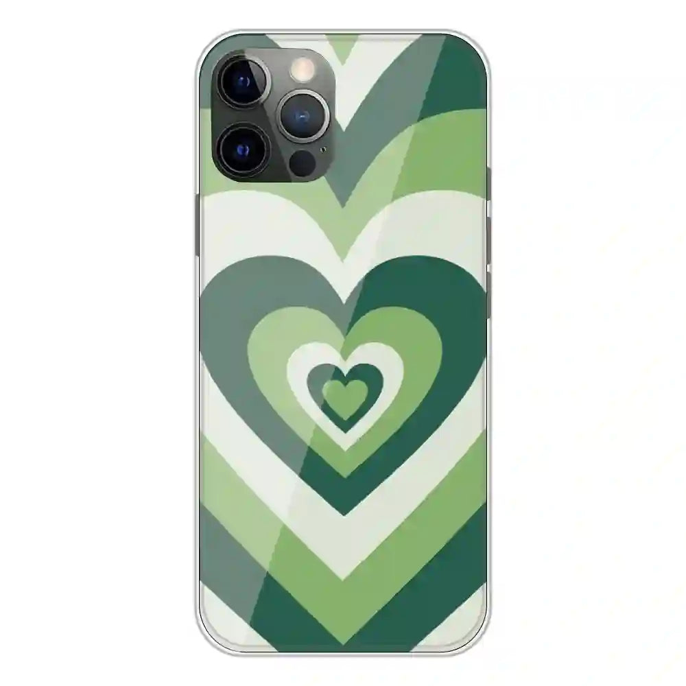 Dark Green Hearts - Printed Silicone Case For Apple iPhone 12 Pro