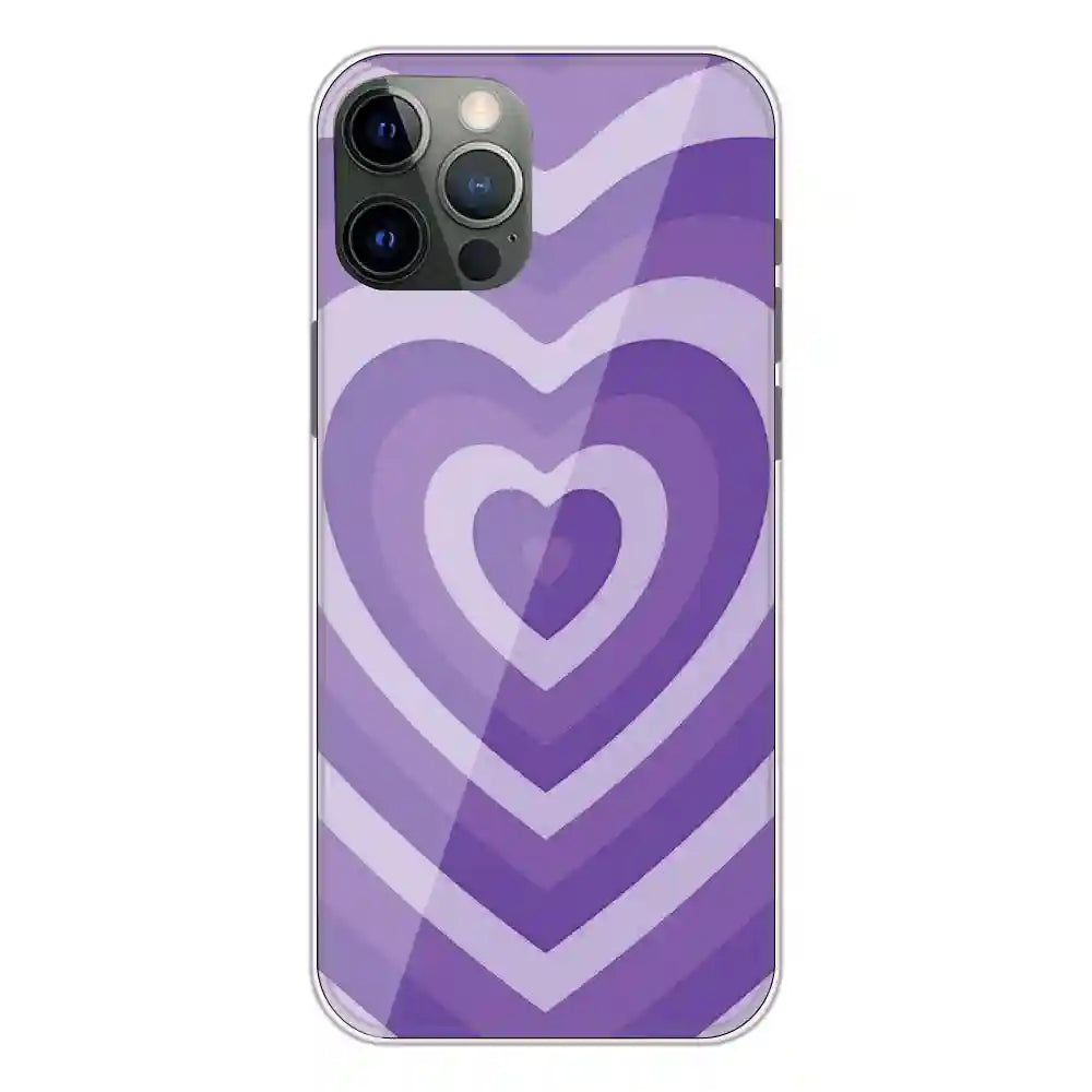 Purple Hearts - Printed Silicone Case For Apple iPhone 12 Pro
