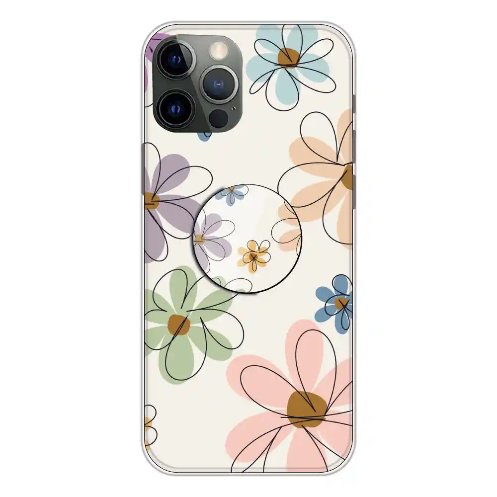 Rainbow Flowers - Silicone Grip Case For Apple iPhone 12 Pro