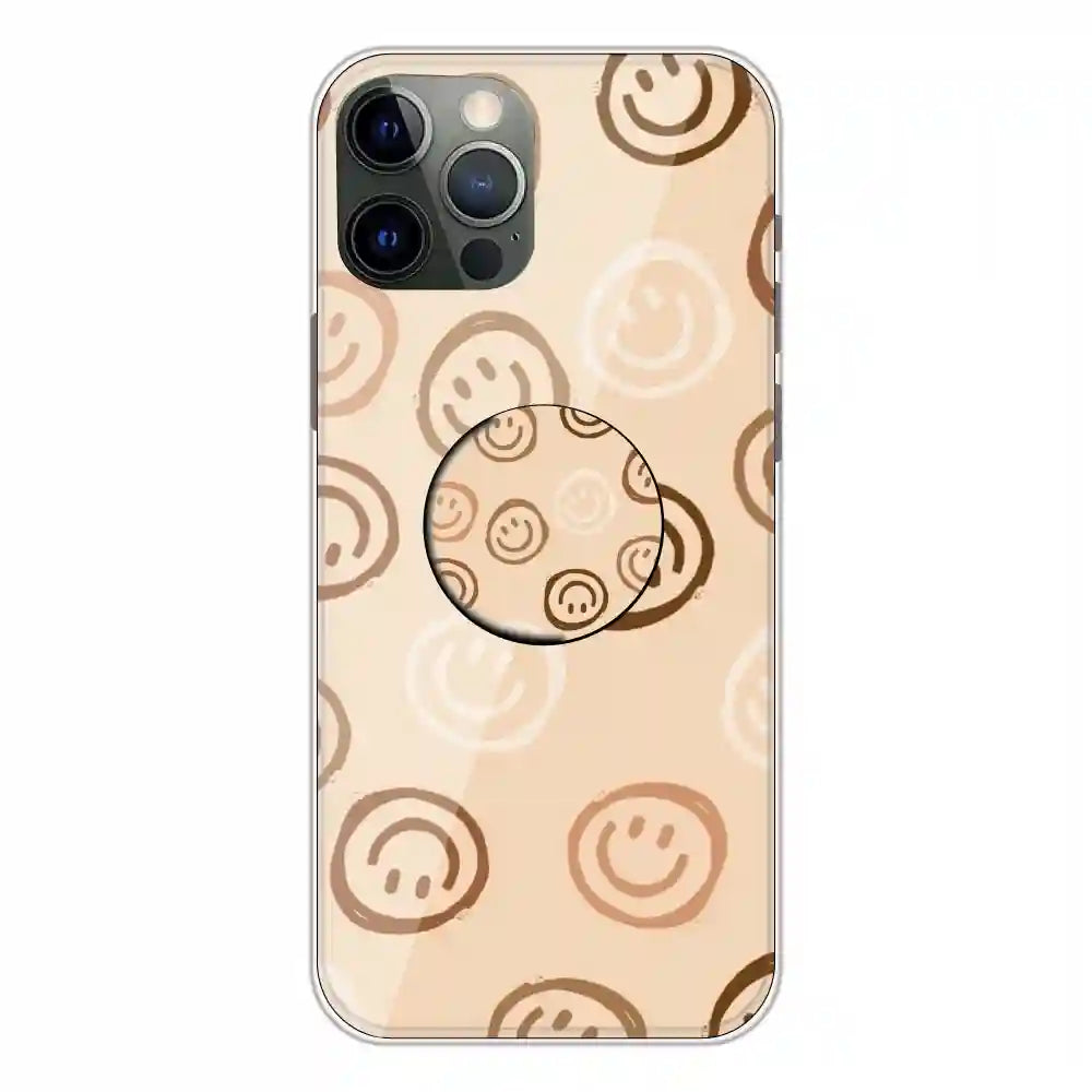 Brown Smilies - Silicone Grip Case For Apple iPhone 12 Pro