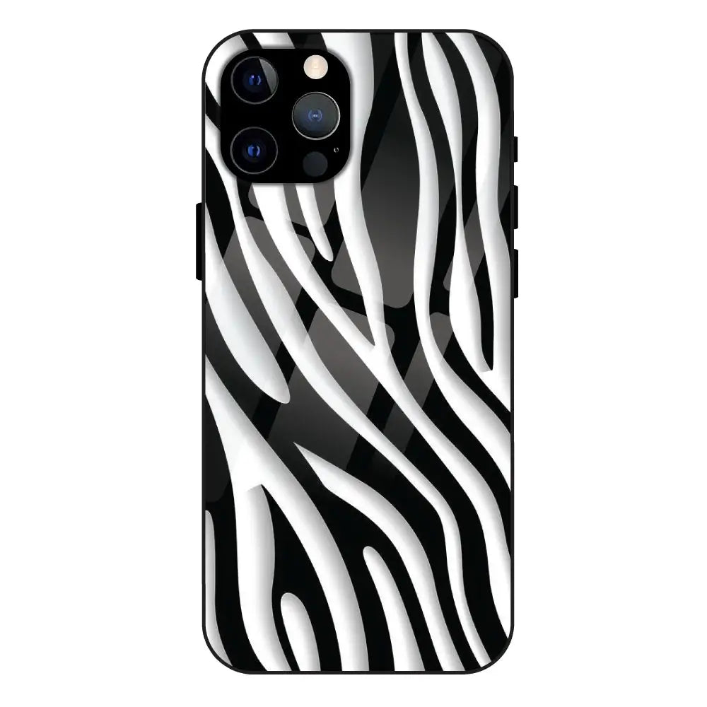 Zebra Print - Glass Case For Apple iPhone 12 Pro