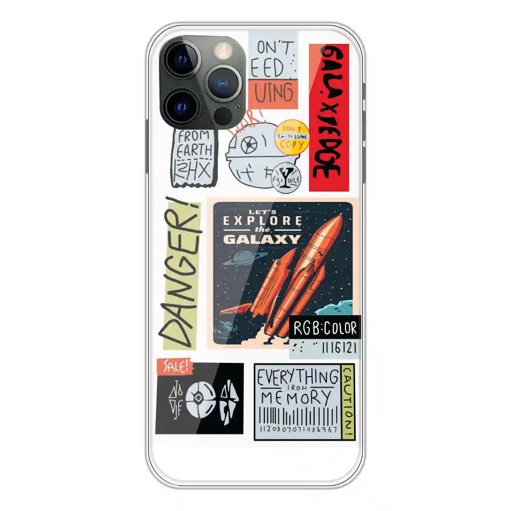 Galaxy - Clear Printed Silicone Case For Apple iPhone 12 Pro