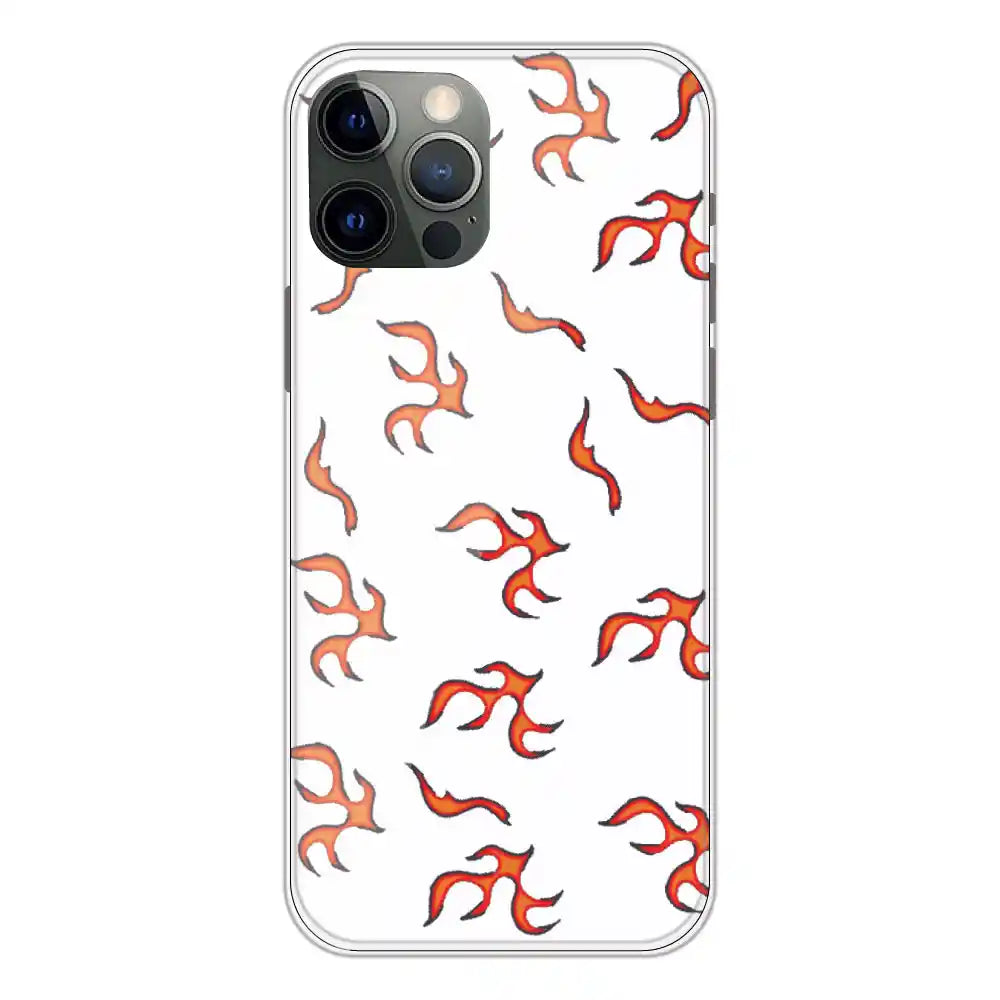 Orange Mini Flames - Clear Printed Silicone Case For Apple iPhone 12 Pro