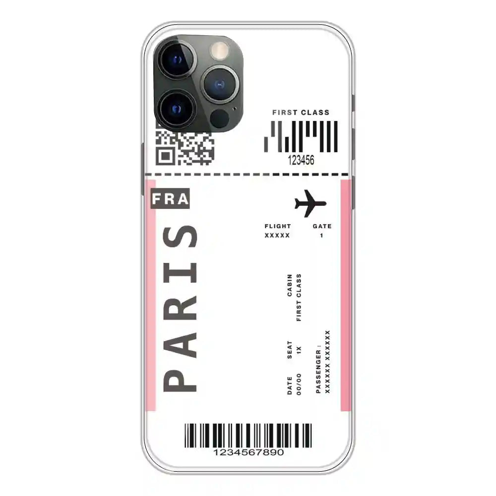 Paris Ticket - Clear Printed Silicone Case For Apple iPhone 12 Pro