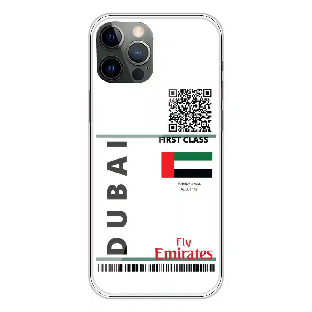 Dubai Ticket - Clear Printed Silicone Case For Apple iPhone 12 Pro