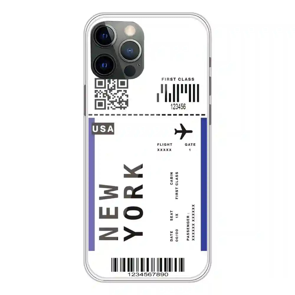 New York Ticket - Clear Printed Silicone Case For Apple iPhone 12 Pro