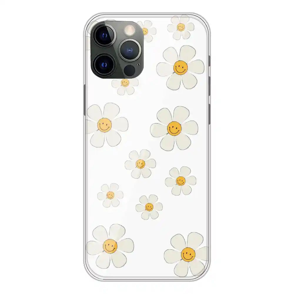 Smile Flowers - Clear Printed Silicone Case For Apple iPhone 12 Pro