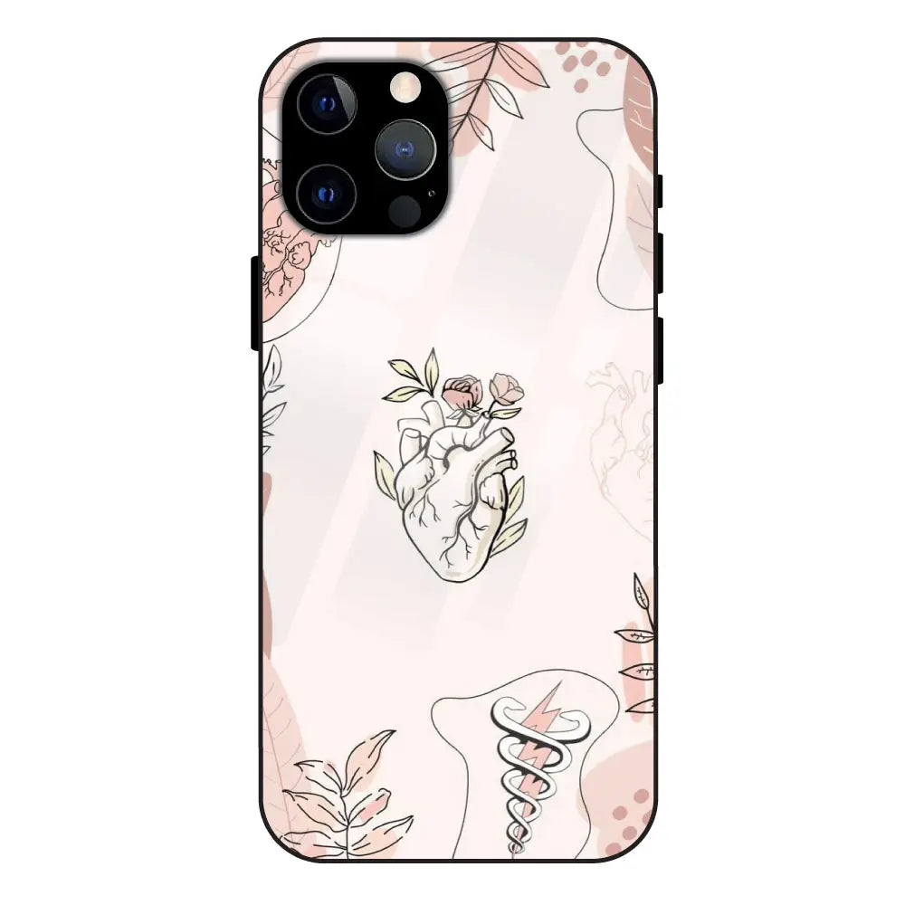 Heart And Flowers - Glass Case For Apple iPhone 12 Pro