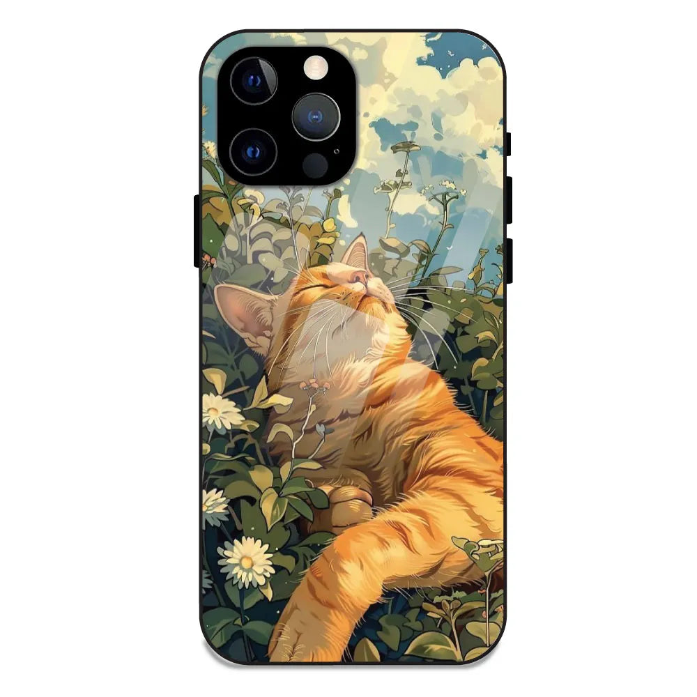 Garfield Sleeping - Glossy Metal Silicone Case For Apple iPhone 12 Pro