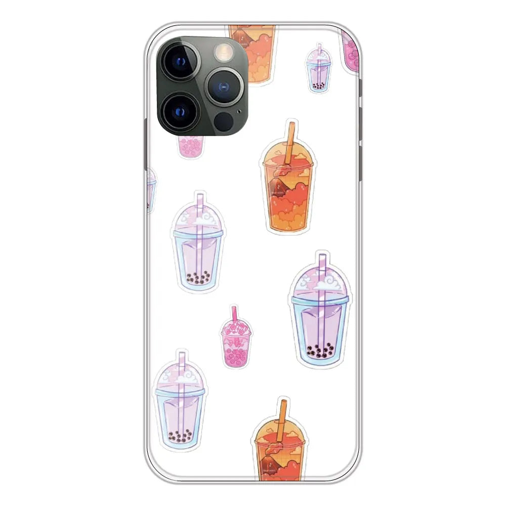 Bubble Tea - Clear Printed Silicone CaseFor Apple iPhone 12 Pro