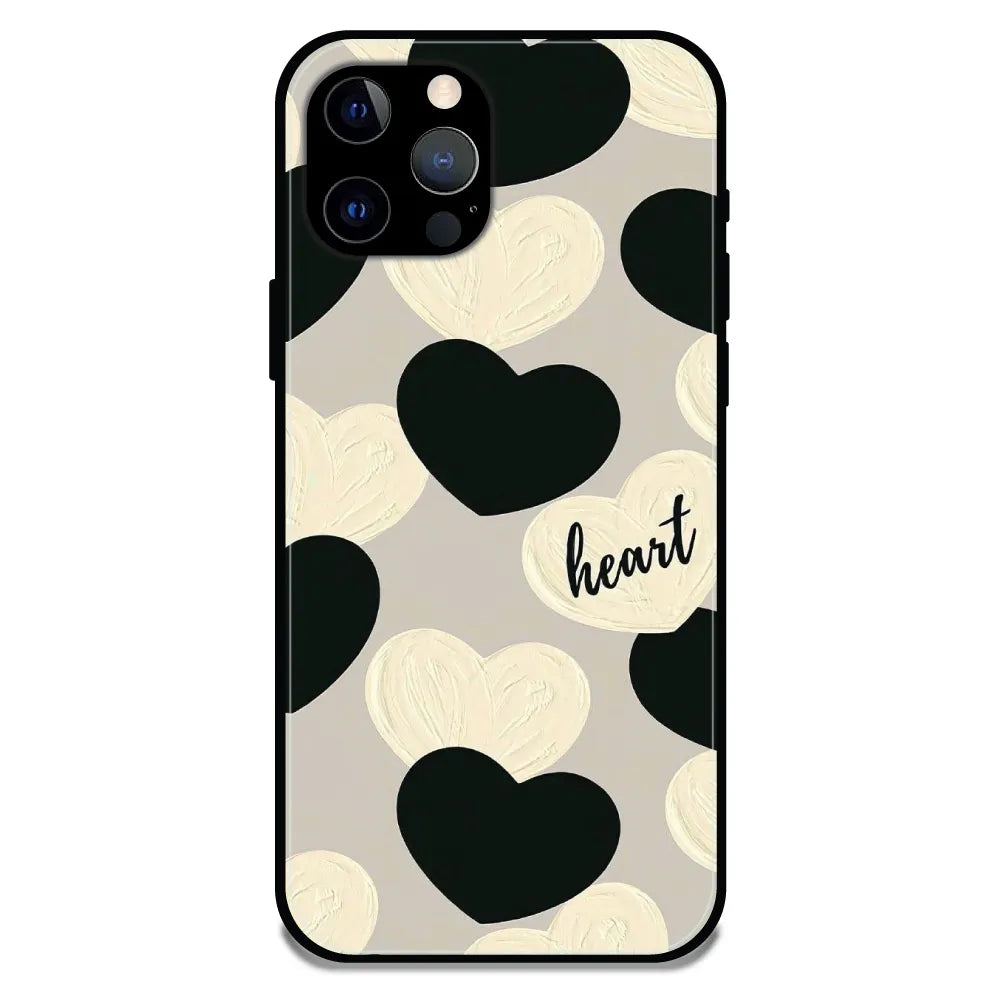 'Black And White Heart - Glossy Metal Silicone Case For Apple iPhone 12 Pro