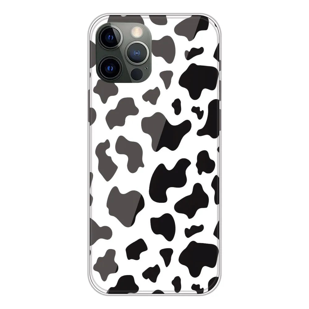 Cow Print - Clear Printed Silicone CaseFor Apple iPhone 12 Pro